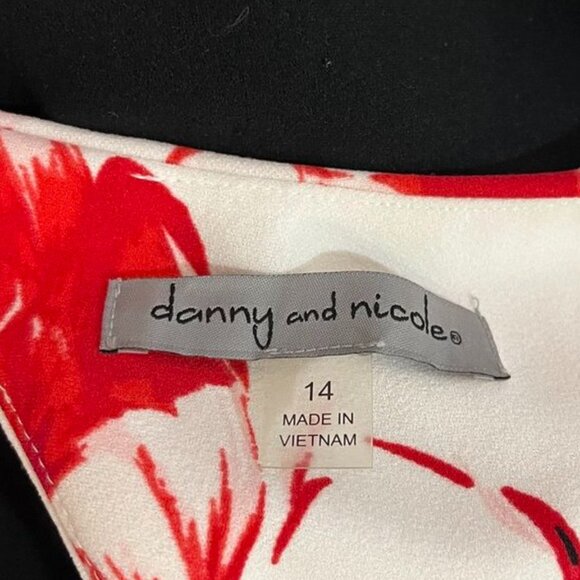 Danny & Nicole Red Floral Colorblock Sheath Dress Holiday Winter Midi Black 14 - Picture 5 of 10